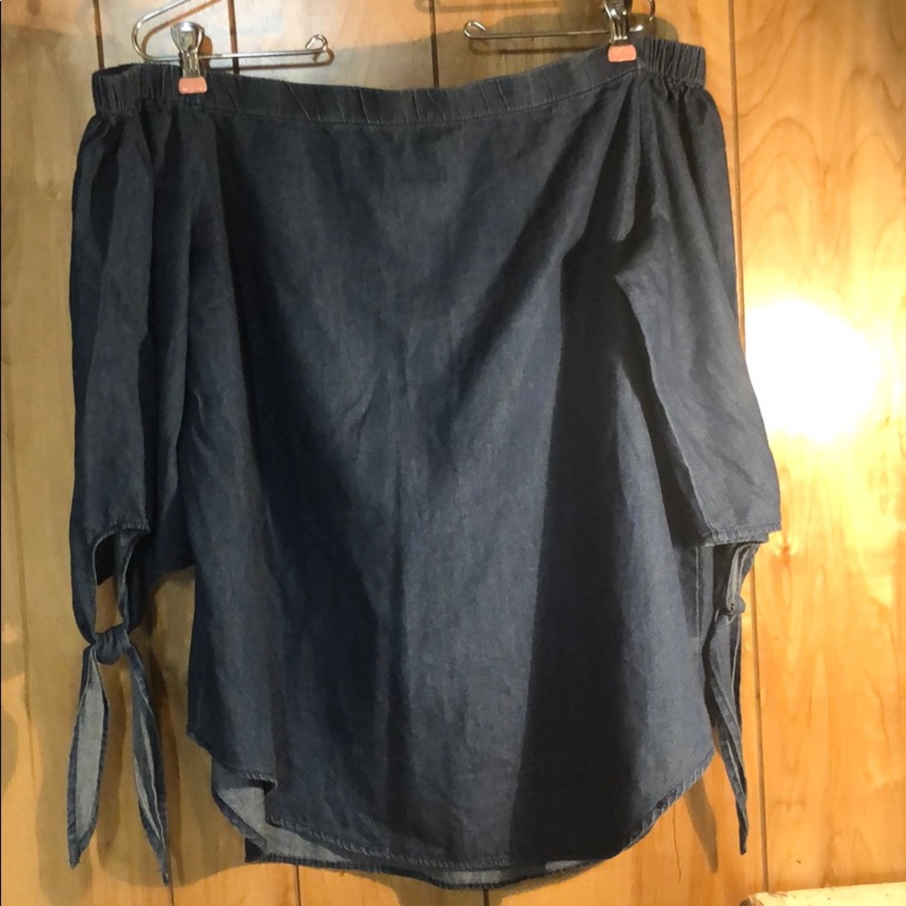 Denim off shoulder blouse
